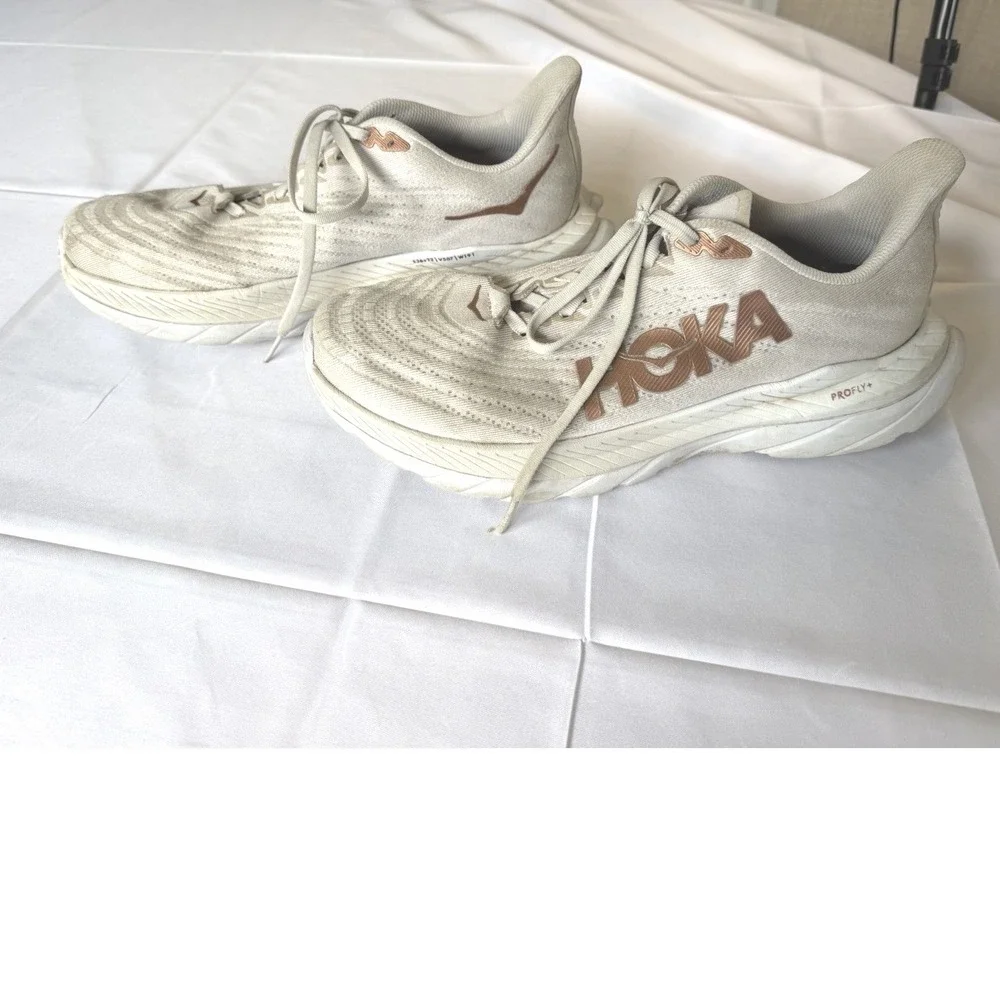 Hoka Mach 5 Women Running Shoes White Copper Size 11B